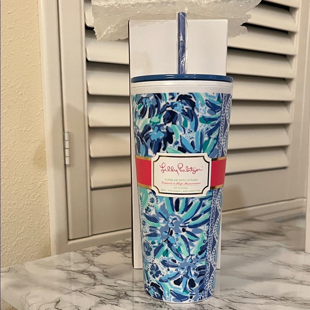 Lilly Pulitzer Vibrant Blue and Green Tumbler